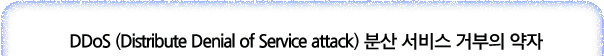 DDOS(Distribute Denial of Service attack)분산 서비스 거부의 약자