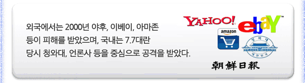 외국에서는 2000년 야후, 이베이, 아마존 등이 피해를 받았으며, 국내는 7.7대란 당시 청와대, 언론사 등을 중심으로 공격을 받았다.